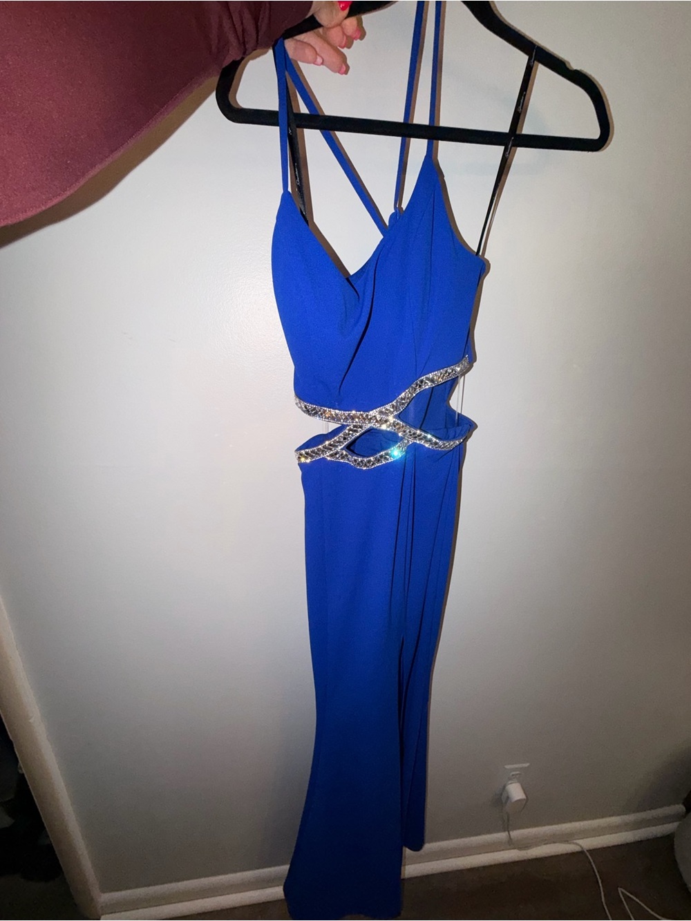 Speechless Royal Blue Crystal-Embellished Prom Dress